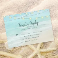 Ocean Beach Summer String Lights Wedding  RSVP Card