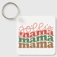 Jolly Mama Retro Groovy Christmas Holidays Keychain