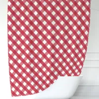 Red and White Gingham Plaid Shower Curtain