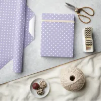 Pastel Periwinkle and White Small Polka Dot Wrapping Paper