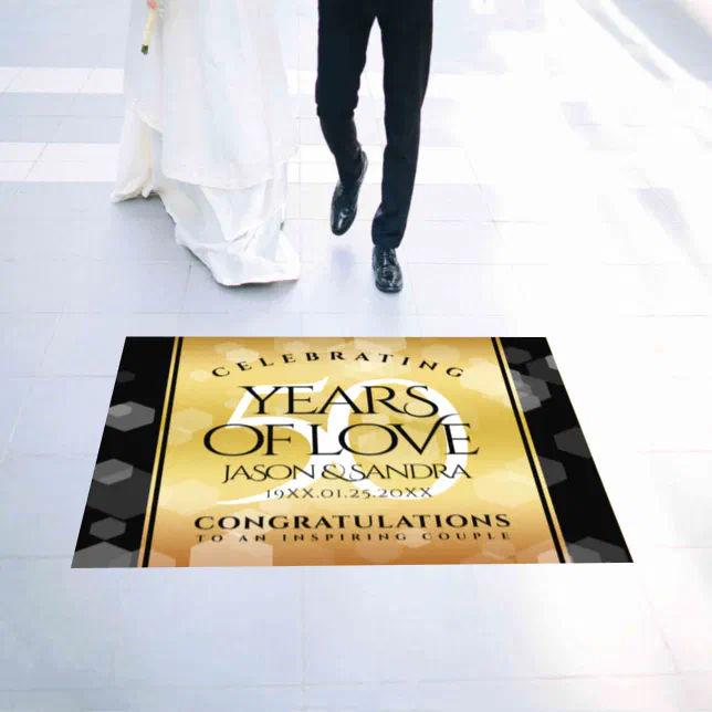 Elegant 50th Golden Wedding Anniversary Floor Decals