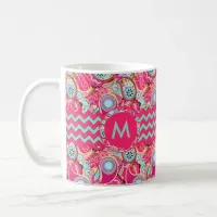 Paisley Chevron Monogram Pink PCMX Coffee Mug