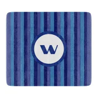 Rustic Blue Monogram & Stripes Cutting Board