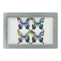 Aqua, Pink, and Yellow -  Elegant Butterflies Rectangular Belt Buckle