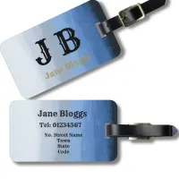 Luggage label Travel tag Ombre monogramed blues 