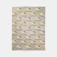 Pug Mom Pattern Earthy Background Fleece Blanket