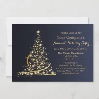 blue Gold Festive Corporate holiday party Invite