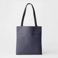 Girly Rose Gold Foil Navy Blue Hexagon Monogram Tote Bag