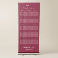 Elegant Burgundy 15 Table Seating Chart Retractable Banner