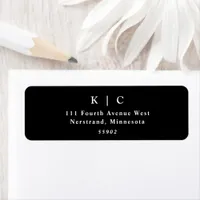 Elegant Simple Black White Wedding Return Address Label