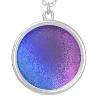 Shades Blue & Purple Shiny Abstract Round Necklace