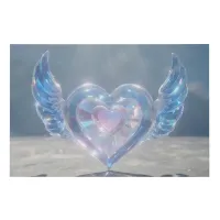 *~* AP78 Glass Crystal Hearts Angel Wings Faux Canvas Print