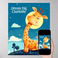 Giraffe Dreaming | Animal Nursery Art Poster