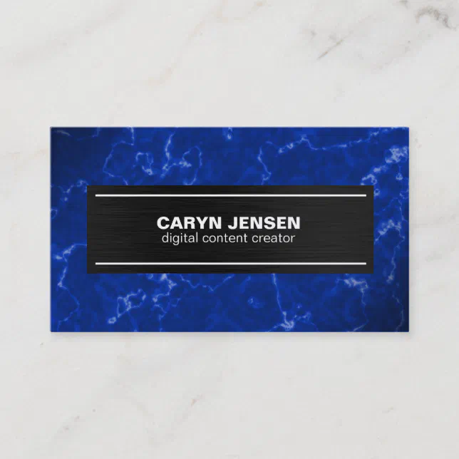 Royal Blue Marble with White Veins Business Card