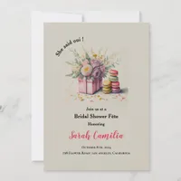 She Said Oui Macaron French Bridal Shower Fête Invitation