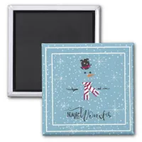 Magic and Wonder Christmas Snowman Blue ID440 Magnet