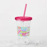 Colorful Word Art Cheers in Many Languages Acrylic Tumbler