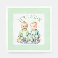 It's Twins! Cute boy twins Baby Shower Napkins