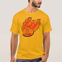 Fun Halloween Flaming Pumpkin Cartoon Art T-Shirt