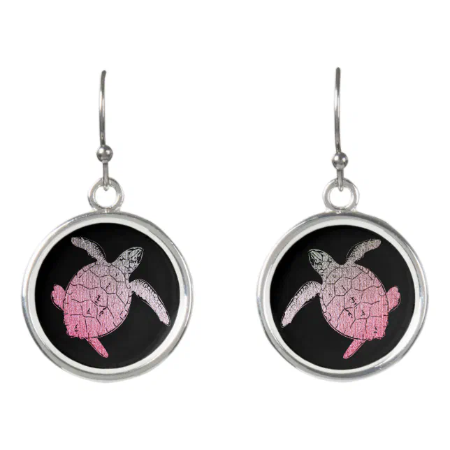 Pink marine turtle earrings