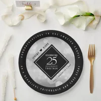 Elegant 25th Silver Wedding Anniversary Paper Plates