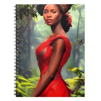 Safari Queen: Majestic African Woman Red Feathers Notebook