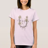 U Monogram with Uva Ursi Flowers - Minimalist T-Shirt