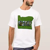 Oregon Map and Picture Text T-Shirt