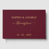 Elegant Modern Burgundy and Gold Wedding Foil Guest Book