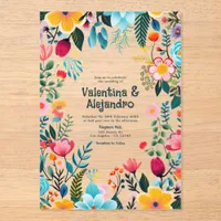 Transparent Mexican Fiesta Flowers Wedding Acrylic Invitations