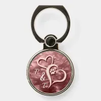 Rose Gold Paw Print Pet Lover Initials Glitter Phone Ring Stand