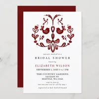 Scandinavian Nordic Birds Christmas Bridal Shower  Invitation