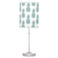 Girly Trendy Teal Glitter Pineapple Pattern Table Lamp