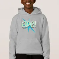 Ope, Funny Midwestern Slang | Retro Green and Blue Hoodie