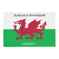 Happy St. David's Day Red Dragon Welsh Flag Placemat