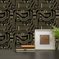 Circuit Board Pattern Gold ID245 Wallpaper