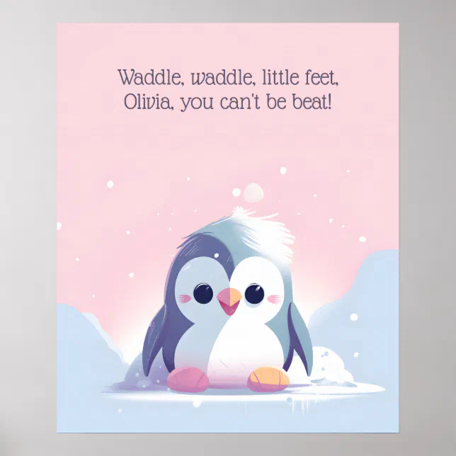 Pink Penguin | Animal Nursery Art Poster