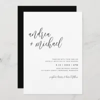 Simple Modern Elegant Minimalist Script Wedding Invitation