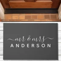 Personalized Mr. And Mrs. Gray Newlywed Couple Doormat