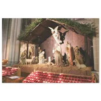 Merry Christmas Nativity Scene in Cathedral Tissue Paper
