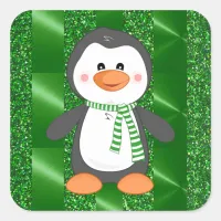 Cute Winter Penguin with Scarf Christmas Stickers