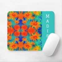 colorful orange sunflowers stylish modern art  mouse pad