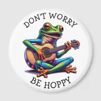 Cute Frog Playing a Guitar | Don't Worry, Be Hoppy Magnet