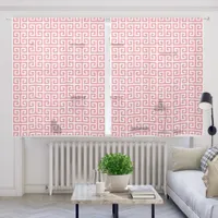 Light Coral Greek Key Pattern Sheer Curtains