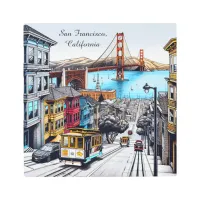 San Francisco, California Comic Book Style Art