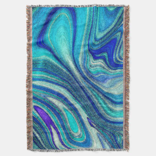 Elegant Aquamarine Paua Rainbow Shell Inspired Throw Blanket