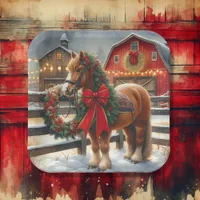 Pretty Christmas Horse on a Festive Farm Paper Plates