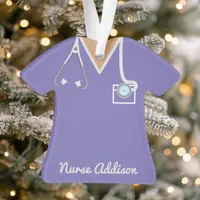 Personalized Purple Nurse Scrubs Ornament