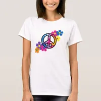 Peace and Flowers 60s Hippie T-shirt