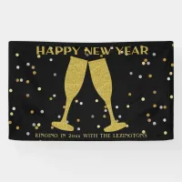 Elegant Gold Glitter Sparkle New Years Eve Party Banner